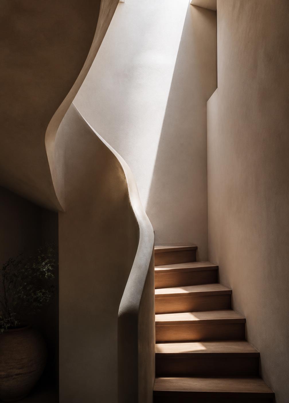 Sculptural plaster staircase