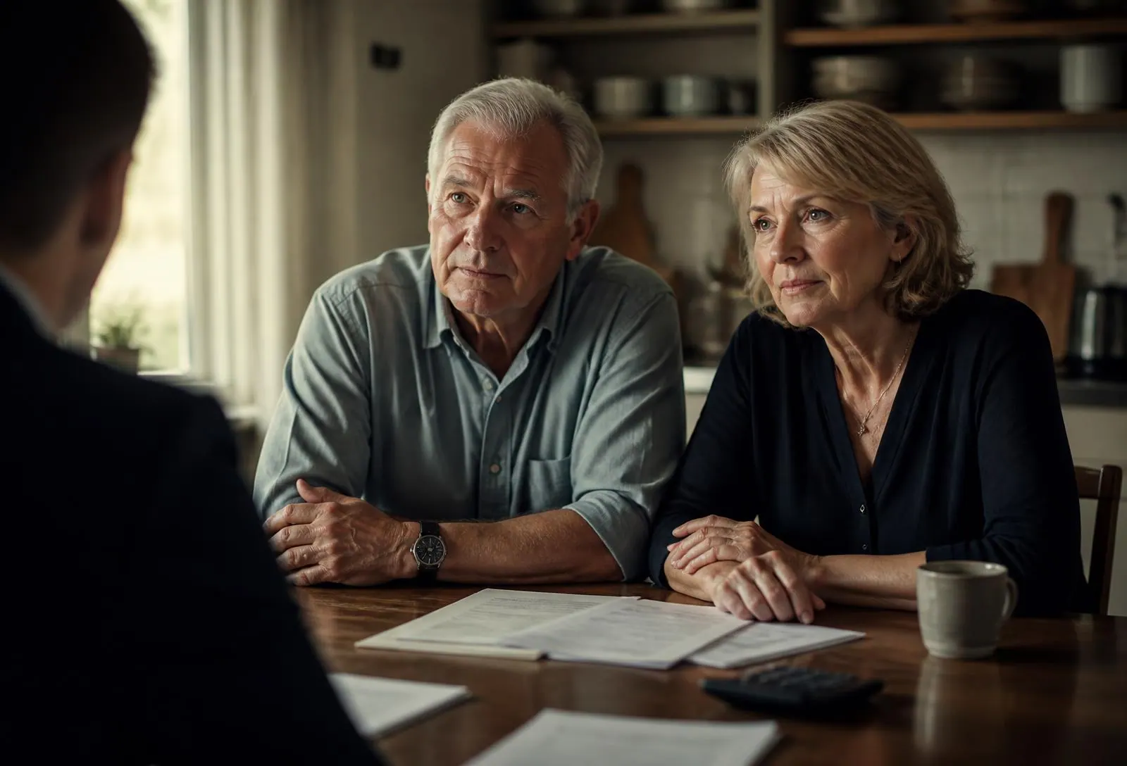 A considered property discussion at a kitchen table